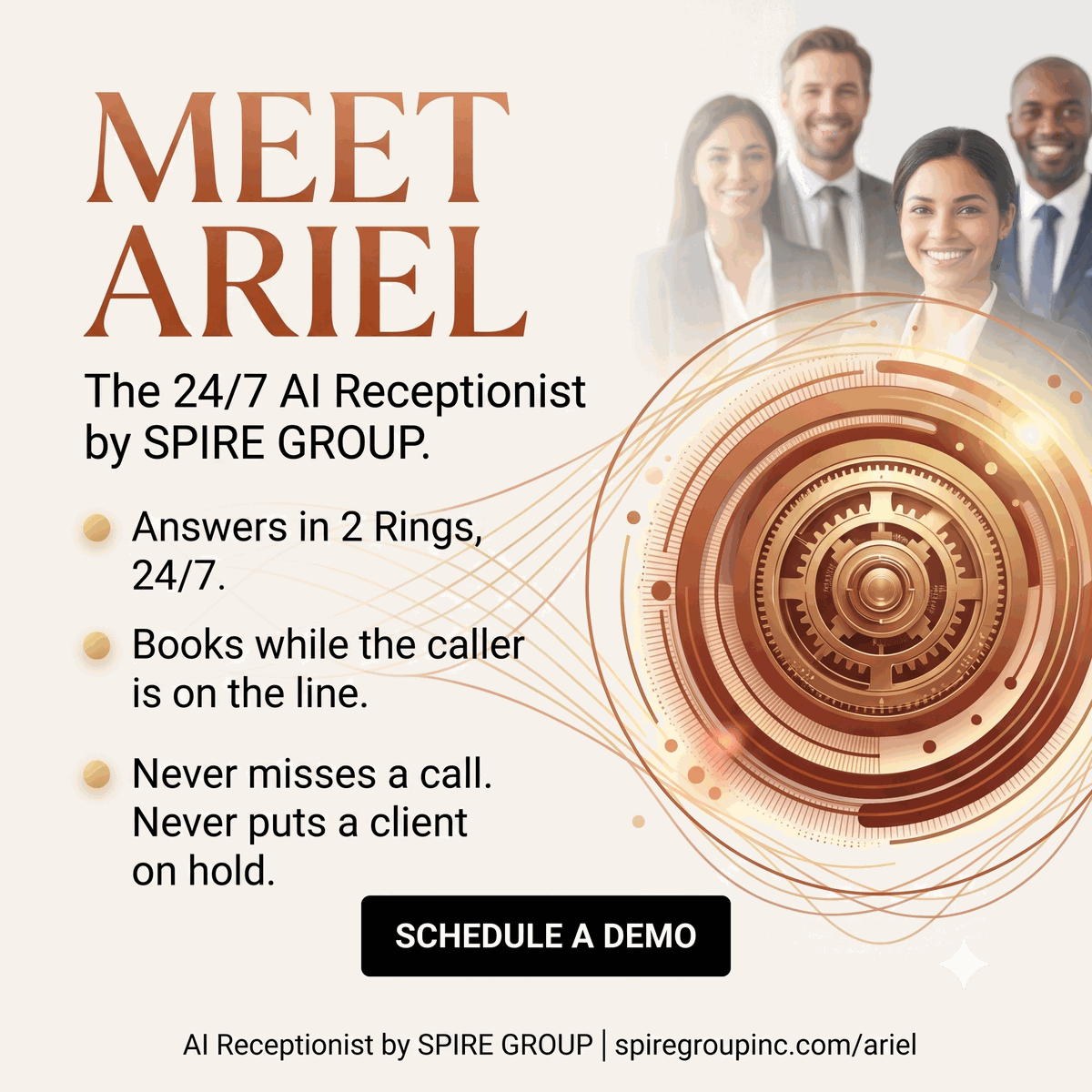 Meet Ariel, the 24/7 AI receptionist by Spire Group.